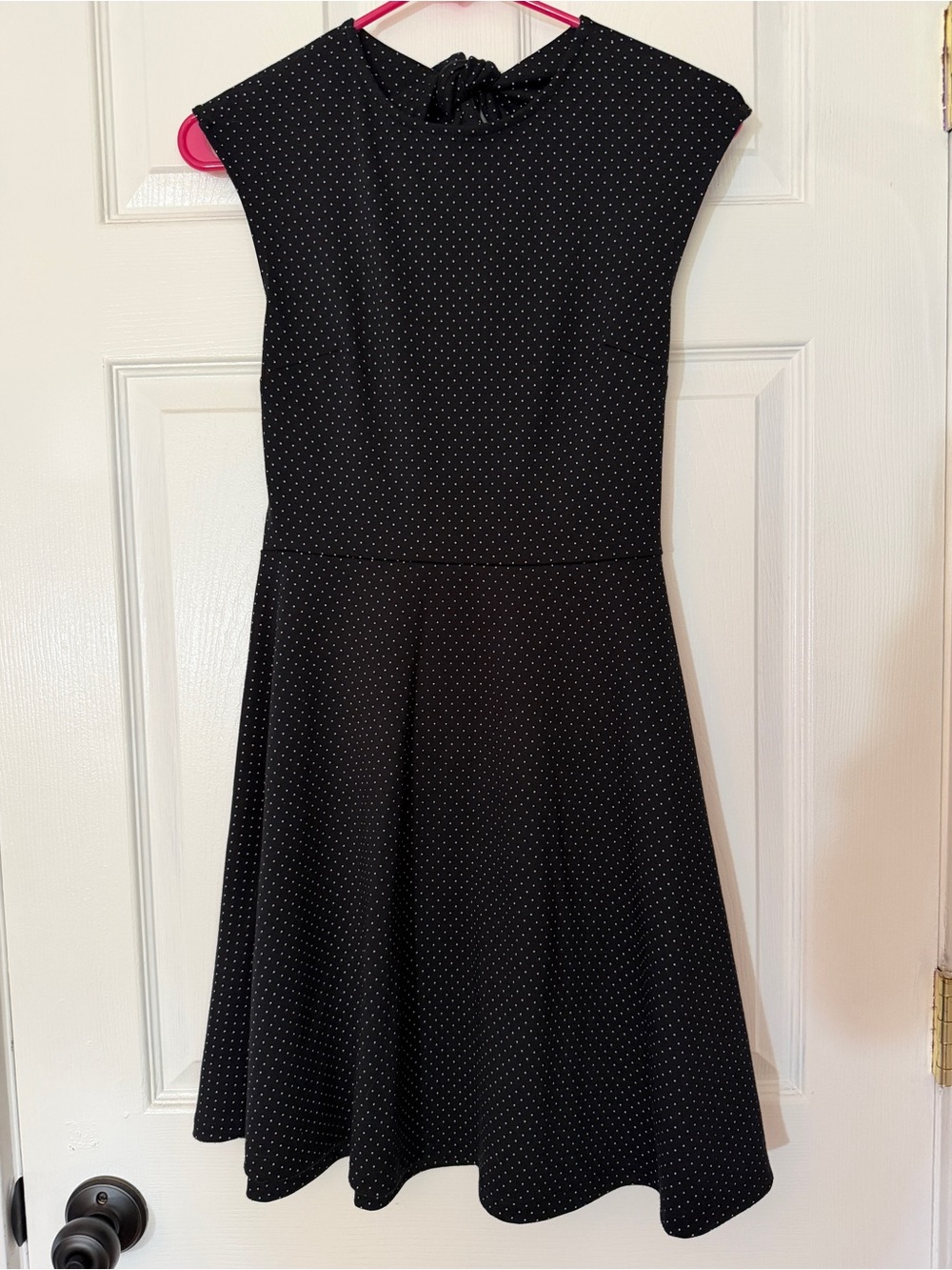 Gap Black Polka Dot Knot Tie Backless Fit-and-Flare Dress